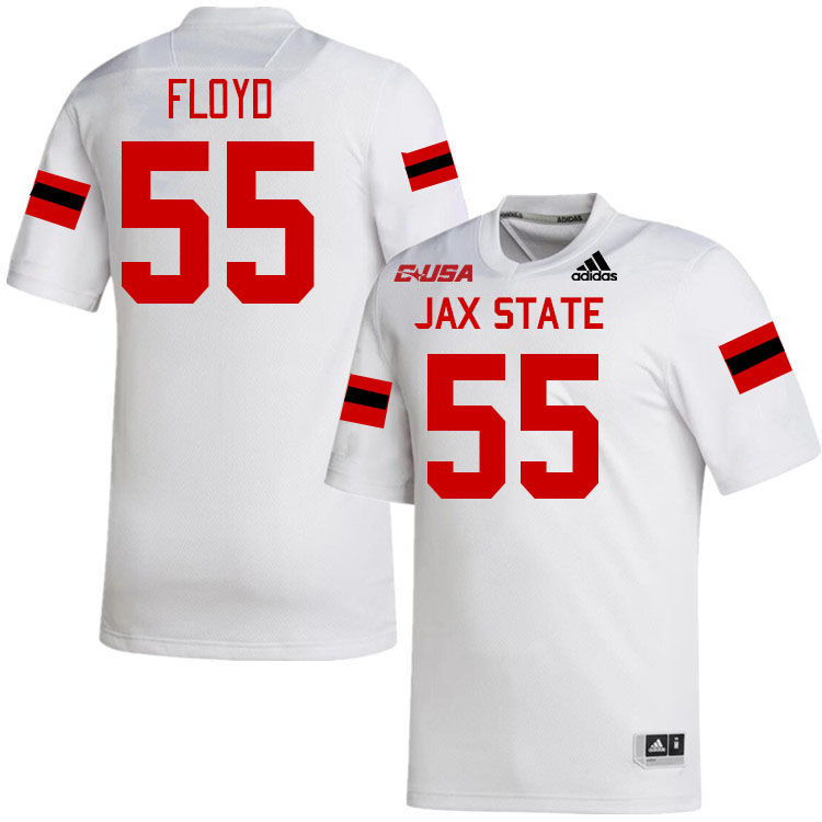 #55 Tae Floyd Jacksonville State Gamecocks College Football Jerseys Stitched-White